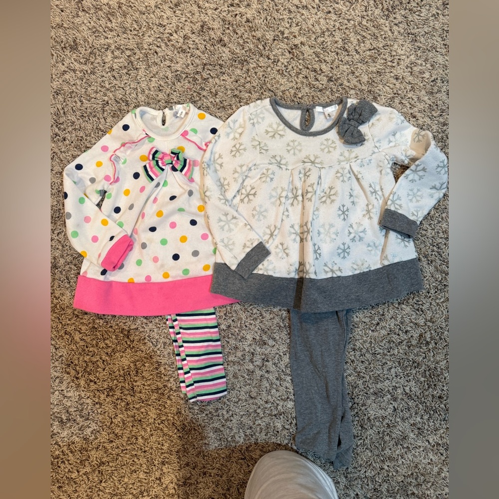 Girls' Polka Dot and Snowflake Outfits
